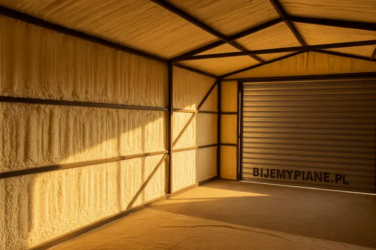 izolacja w garażu blaszanym dwu-spadowym